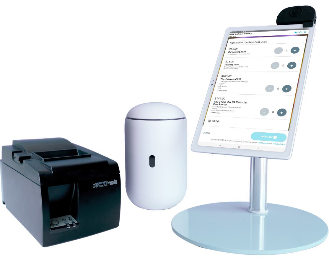 Events.com POS hardware to manage events on-site